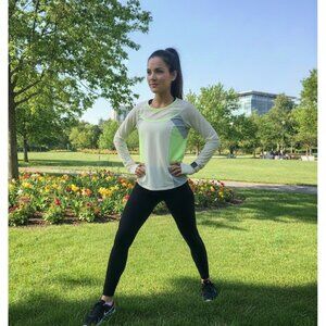 Lululemon Trail Bound Shirt Women's 6 White/Clear Mint Long Sleeve Reflective